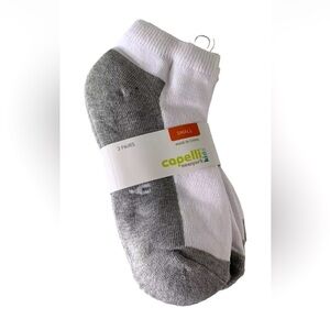 Capelli of New York Kids Footie Socks, Size Small (9-13), White/Gray, 3 Pair NEW